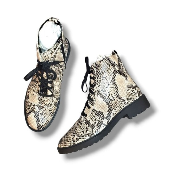 Linea Paolo Trinity Combat Boot in Cream Snake Sz 11 - Picture 4 of 14